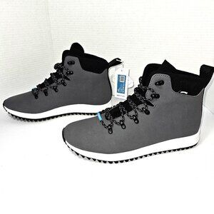 NEW Native Men's Size 8.5 AP Apex Dublin Hiking Style Boots Grey W/Shell White